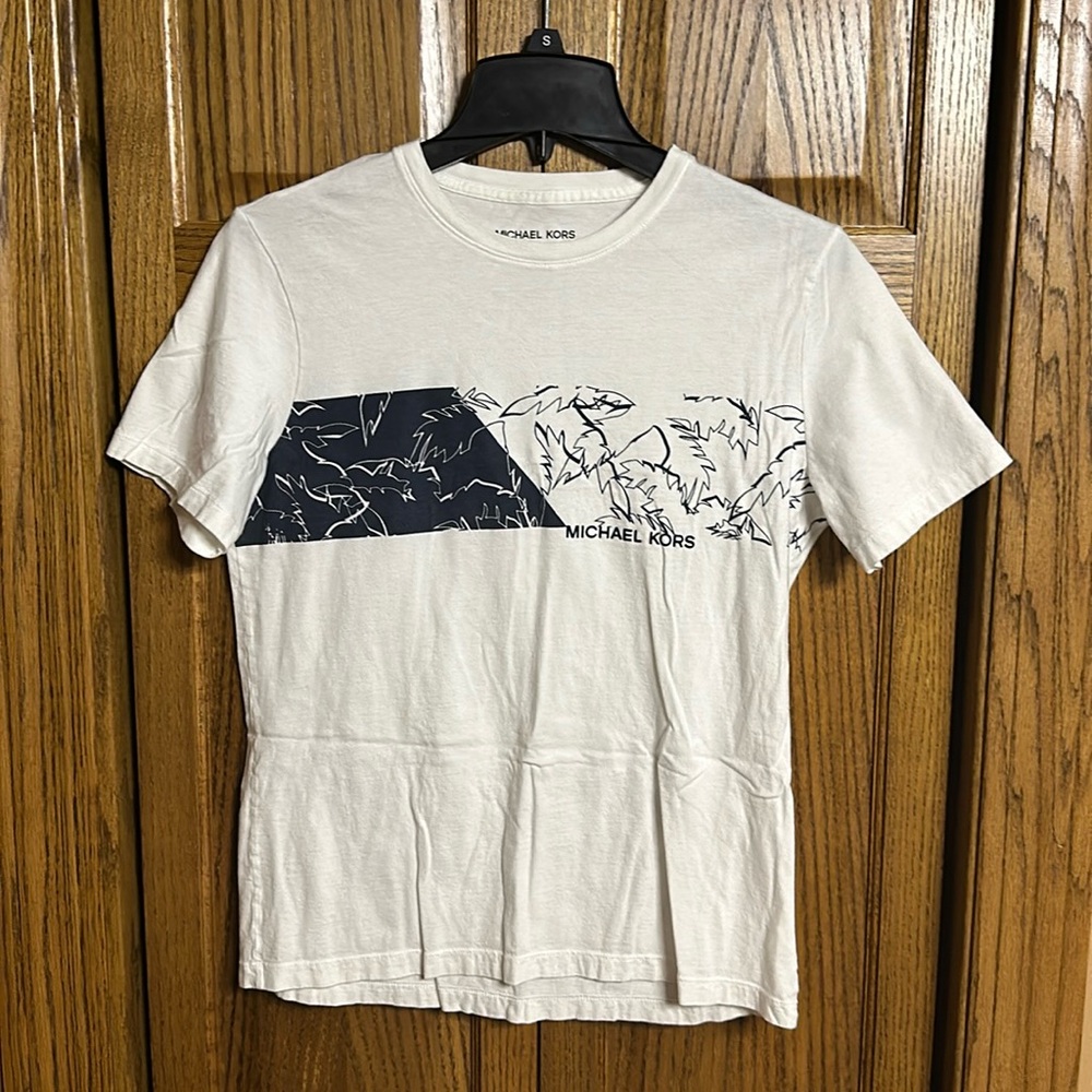Michael Kors Men’s White/Navy T-Shirt - Small